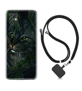 INFINIX Note 11 Pro Note 10 Hot 9 Play Kılıf Boyun Askılı Silikon Flowers Cat 1345