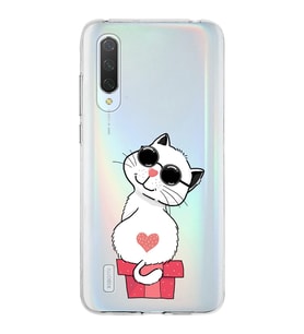 Xiaomi Mi 9 Lite Uyumlu Kapak Coolcat Tasarımlı Şeffaf Silikon Kılıf