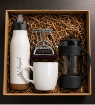 Kişiye Özel Doğal Görünümlü Taban Detaylı Termos (540mL) & Kupa & French Press & Newton Denge Topu (9x8cm) Hediye Seti