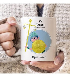Kişiye Özel Terazi Burcu Erkeğe Hediye Kupa Bardak