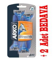 Arko Men Tıraş Bıçağı Sistem3  6 + 2 Adet Hediyeli 8 li Paket Blister