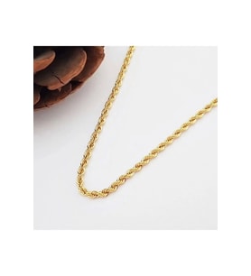 Burgu Halat Erkek Çelik Zincir Kolye 2.5 mm Altın Renk