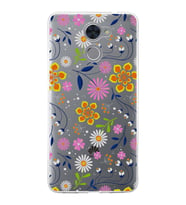 Huawei Y7 Prime Uyumlu Kapak Flowers Tasarımlı Şeffaf Silikon Kılıf