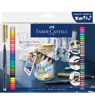 Faber-Castell 30'Lu Creative Markör Seti,Suya Dayanıklı,Kalıcı Mürekkep,Ergonomik Gövde
