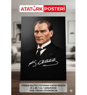 Mustafa Kemal Atatürk Posteri A4 21x29,7 cm (Çerçevesizdir)  Dekoratif Tablo Ofis Ev Duvar Süsü