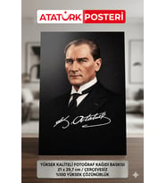 Mustafa Kemal Atatürk Posteri A4 21x29,7 cm (Çerçevesizdir)  Dekoratif Tablo Ofis Ev Duvar Süsü