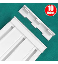 Aletçantam 3'Lü Korniş Kapağı Geçmeli Ray Perde Son Kilidi - 10'Lu Paket