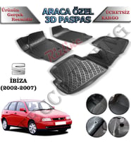 Rizline Seat Ibiza 2002-2007 3D Havuzlu Paspas (Siyah - Beyaz)