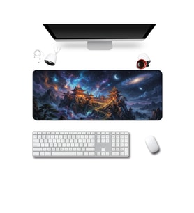 SonicTouch Klavye Mousepad 40x90cm Dikişsiz Pürüzsüz Su Geçirmez Kaymaz Kozmik Çin Tapınağı