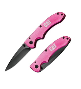 CAT DA980060 Kemer Askı Kancalı Katlanabilir 15CM Paslanmaz Çelik Pembe Kamp Çakısı