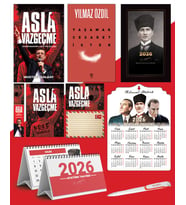 Asla Vazgeçme - Ayraç - Kartpostal - Poster - Yaşamak Cesaret İster -  2026 Ajanda Kalpaklı - Ata Ahşap Duvar Takvimi - Masa Takvimi