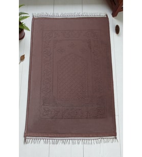 Yumuşak Kadife Dokulu Peluş Seccade Kahverengi