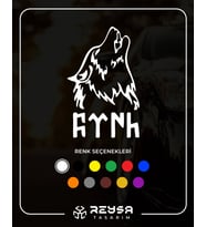 Bozkurt ve Türk Sticker siyah 20x13 CM (Beyaz)