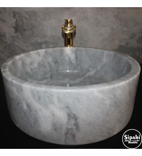 Sipahi Marble Gri Mermer Silindir Lavabo