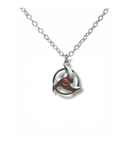 Naruto Sharingan Cosplay Kolye – Kırmızı Mineli 60 cm Zincirli Unisex Anime Takı (Gümüş)