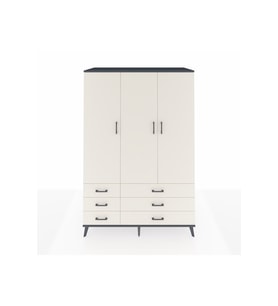 Kronos Dolap 5 Raflı 6 Çekmeceli Tek Askılı 132x59x195 Antrasit-Aytaşı/Aytaşı