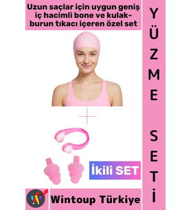 #Bone Esnek Silikon Havuz Deniz Su Geçirmez Büyük Beden Saç Bonesi Kulak Burun Tıkacı Şık Özel Set