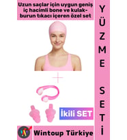 #Bone Esnek Silikon Havuz Deniz Su Geçirmez Büyük Beden Saç Bonesi Kulak Burun Tıkacı Şık Özel Set