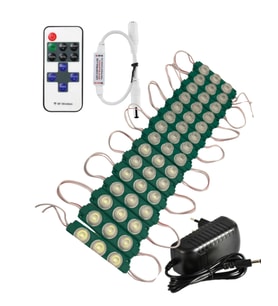 20 Adet 24 Volt 3 Watt 3 Lens Yeşil 3030 Led Modül 12A Tek Renk RF Dimmer 2A Priz Tipi Adaptör Set