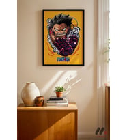 One Piece Luffy Gear 4 Poster, Siyah Çerçeveli Duvar Tablosu - Anime Severlere Özel