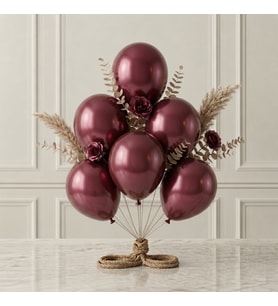 Bordo Renk Lateks Metalik Balon (30 cm) - 6 Adet