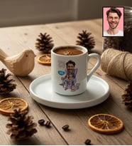 Kişiye Özel Karikatürlü Dog Dad Köpek Babası Türk Kahvesi Fincanı Babalar Günü Hediyesi