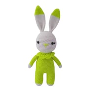 Neon Yeşili Miniş Tavşan Amigurumi Organik Oyuncak