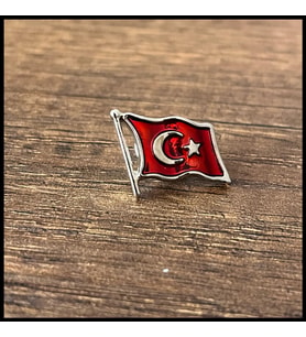 14 Ayar Altın Kaplama Türk Bayrağı Yaka Rozeti