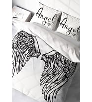 Lastikli Çarşaflı %100 Pamuk Saten Çift Kişilik Nevresim Takımı Angel Wing