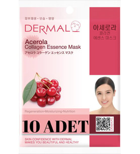 DERMAL Yenileyici, Nemlendirici, Besleyici Barbados Kirazı Özlü Kolajen Maske X10