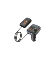 Bluetooth FM Transmitter Araç Şarj Cihazı Çakmaklık Çoklu USB Type-C Adaptör (Siyah)