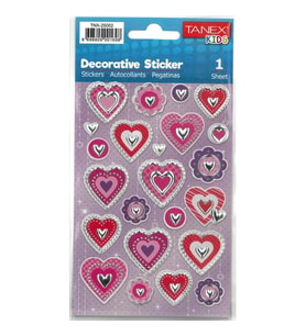 TANEX KIDS TNX-25002 DEKOTARİF ETİKETLER - KALP SERİSİ- 1 ADET