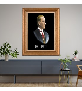 Altın Varaklı Paspartulu Çerçeveli Tablo hb673