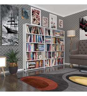 Kenzlife kitaplık süper ga 150*200*19 byz 5 katlı 3 bölme çift bölme opsiyonlu ofis mutfak banyo dolabı arkalıksız