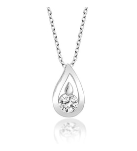 Madam Matmazel  925 Ayar Gümüş Swarovski Tek Taş Damla Kadın Kolye, Hediye Paketli
