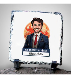 Kişiye Özel Hediye Karikatürlü En Başarılı Erkek Spiker Dekoratif Taş