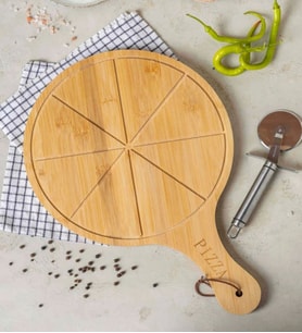 Bambu pizza sunum tahtası dilimli 29 cm