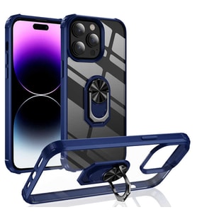 iPhone 14 Pro Max Kılıf Mola Kenar Köşe ve Yüzük Kısımları Renkli (Lacivert)