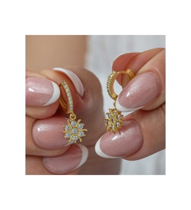 Gümüş Gold Sallantılı Güneş Kadın Küpe CSR2185708