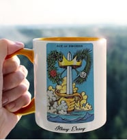 Kişiye Özel Tarot Kartı Tasarımlı Turuncu Kupa Bardak Model-10