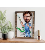 BK Gift Kişiye Özel Erkek Diş Hekimi Karikatürlü 3D Ahşap Tablo, Sevgiliye Hediye, Arkadaşa Hediye, Yıl Dönümü Hediyesi, Doğum Günü Hediyesi-2