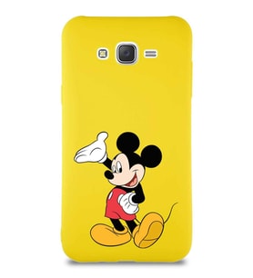 Samsung Galaxy J7 Core Soft Premier Kapak Mickey Mouse-C Tasarımlı Silikon Kılıf - Sarı (Şeffaf)