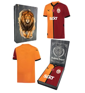 Galatasaray Orijinal Lisanslı 5 Yıldızlı 24/25 Parçalı Forma Aslan Baskılı Hediyelik Ahşa (Sarı-Kırmızı)