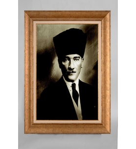 Çerçeveli Paspartulu Atatürk Tablo a37 (Gold)