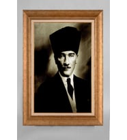 Çerçeveli Paspartulu Atatürk Tablo a37 (Gold)