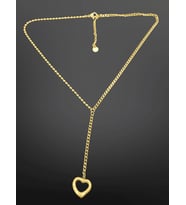 Gold Renk Şık Y-Chain Lariat Model 316L Çelik Kolye - Kalp Detaylı Modern Tasarım