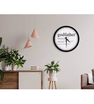 BK Home Godfather Baba Tasarımlı 45cm Ahşap Duvar Saati-1 (Beyaz)
