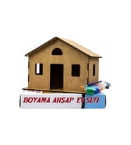 Klasik Ev Boyama Seti Ahşap 1 Paket Mdf Ev Maketi Akrilik Boya ve Resim Fırçası (Çok Renkli)