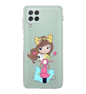 Samsung Galaxy A22  Kamera Korumalı  Kapak Vespagirl Tasarımlı  Şeffaf Kılıf