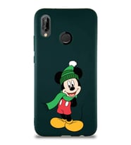 Huawei P20 Lite Soft Premier Kapak Mickey Mouse-G Tasarımlı Silikon Kılıf - Yeşil (Şeffaf)